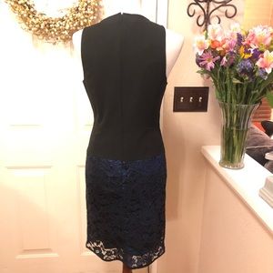 NWT 4.Collective Metallic Blue W Black Midi Dress